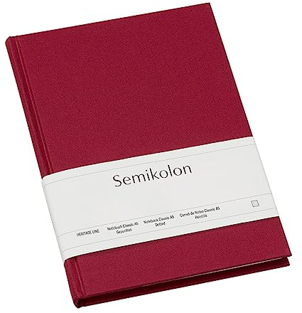 Semikolon 356166 Notizbuch Classic A5 dotted - 160 Seiten, cremeweißes Papier - Lesezeichen - burgundy dunkel-rot