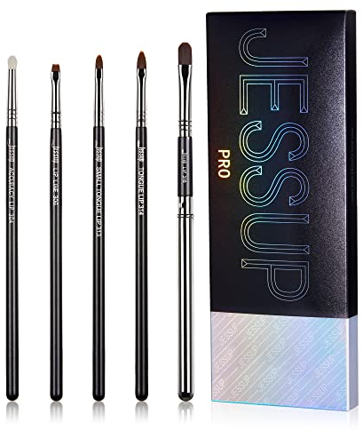 Jessup set pennelli labbra 5 pezzi pennelli make up pennelli trucco professionale alta qualità premium nero argento T325