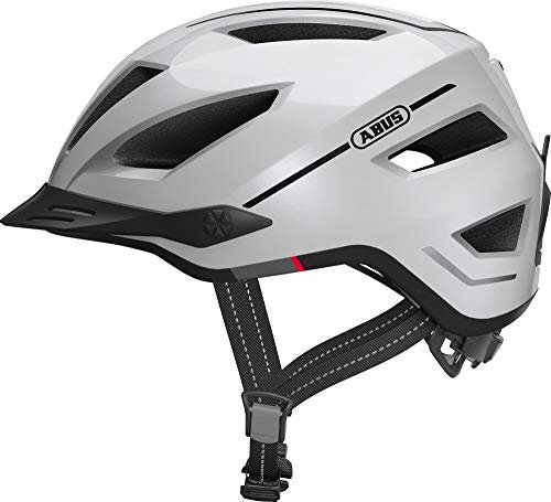 ABUS Stadthelm Pedelec 2.0 - Fahrradhelm mit Rücklicht und Regenhaube - für den Stadtverkehr - für Damen und Herren - Weiß, Größe M