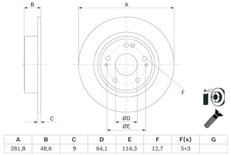 Bosch BD2821 Brake Discs - Rear Axle - ECE-R90 Certified - 1 Set of 2 Discs
