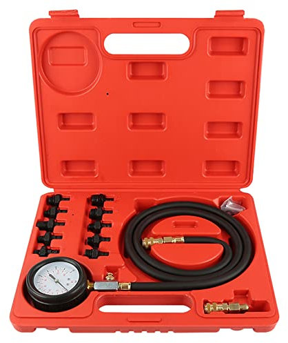 Medidor Compresión Motor,Kit de Comprobación de Compresión de Motor Diésel 12 Piezas Medidor Comprobadores Herramientas Coche Manómetro Inyectores Adaptador Estuche