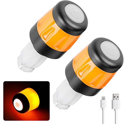 VOLOHAS Indicatore di direzione a LED per manubrio Xiaomi/Segway Ninebot, ricaricabile, impermeabile, universale, indicatore di direzione a LED per manubrio da 17,2 – 22 mm (nero/arancione)