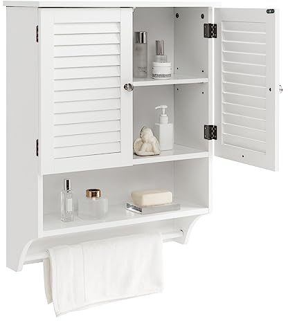 COSTWAY Hängeschrank 3 Ablagefach, Badezimmerschrank mit verstellbarem Einlegeboden, Wandschrank Badschrank Badhängeschrank (Weiß)