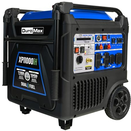 DuroMax XP11000iH 11,000-Watt Dual Fuel Portable Digital Inverter Generator - Gas & Propane, Remote Electric Start, Transfer Switch Ready, RV & Emergency Ready