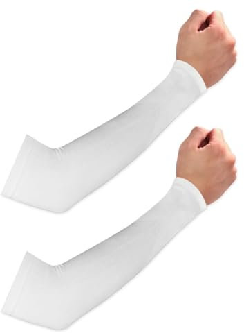 RHHGHY Manguitos unisex de 2 piezas Manguitos transpirables anti-UV Mangas para brazos para voleibol, ciclismo, baloncesto, correr, trabajo al aire libre, juego, 1 Par Blanco, M