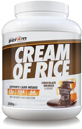 Per4m Protein Cream of Rice | Easy-to-Digest Complex Carbohydrate | Gluten-Free, Plant-Based Smooth Rice Porridge | Ideal Pre Post-Workout (2kg, Chocolate Orange)