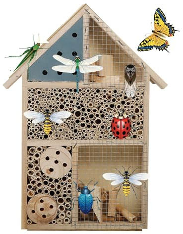 Maison des Abeilles - Hôtel Insectes de Jardin en Bois | Bee House Hotel Butterfly House Maison à coccinelles en Bois fabriquée à la Main, Habitat Naturel pour Insectes pour Jardin, terrasse ou co