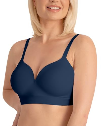 Conturve Bras for Women - Bralettes for Women with Support - Ultimate Comfort Wireless Support Bra Navy - L