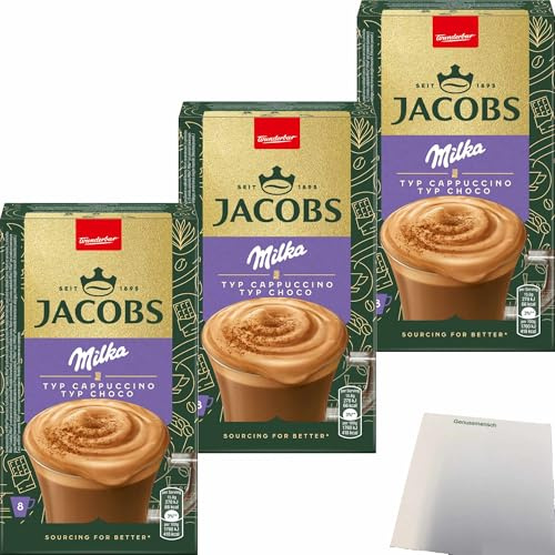 usy Bundle für Jacobs Cappuccino Milka 3er Pack (3x8 Sticks 3x126,4g Packung) + usy Block
