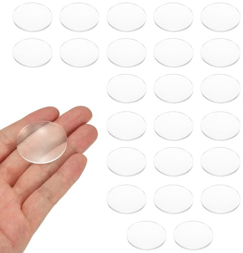 PATIKIL 24-pack biconvex lins, 33,5 mm dia. 75 mm brännvidd optiska linser förstoringsglas pappersvikt akryl dubbel konvex för gör-det-själv kontorsskrivbord hem vetenskap experiment teleskop