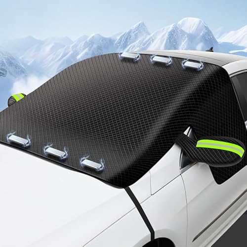 Couverture Pare Brise Voiture pour MG HS EHS 2025 PHEV, Films de Protection Antigel, Bache Pare Brise Protection Hiver Magnétique,Black-260 * 114