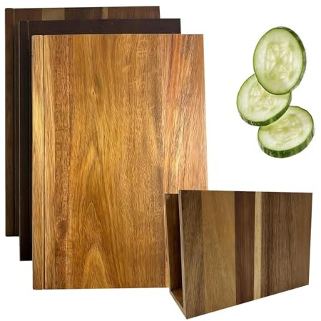 Tagliere A Libro – 3 Pezzi 24 X 2 Cm In Legno Ispessito, Da Cucina Set Decorativo Di Design A Con Supporto Per Formaggio, Carne, Verdure
