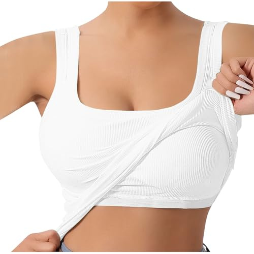 Gym linne kvinnor väst toppar casual randiga ärmlösa skjortor smal stretch linne västar med inbyggd bh bekväma korta kläder supermjuk cami undertröja enfärgad tank undertröja