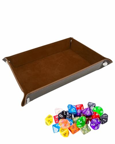MenYiYDS 1 pieza Bandeja de Dados Plegable Rectangular de Cuero PU, Tablero Dados Plegable para DND RPG Juegos de Mesa(marrón)