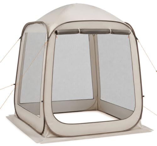 Tente abri Pop-up en Maille Beige pour 4-6 Personnes avec Sac de Transport et piquets pour Jardin terrasse Cour et Plein air