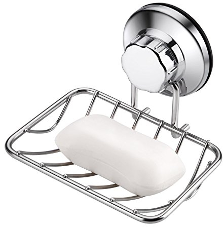 iPEGTOP Super Powerful Vacuum Suction Cup Shower Soap Dish - Strong Rustproof Stainless Steel Soap Sponge Holder for Bathroom & Kitchen