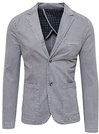 Evoga Blazer Giacca Uomo Grigio Slim Fit Elegante Formale Casual (XL, Grigio Chiaro)