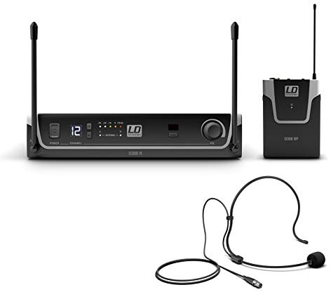 LD Systems U308 BPH - Funksystem mit Sender/Empfänger, Bodypack und Headset, 863-865 MHz + 823-832 MHz, schwarz