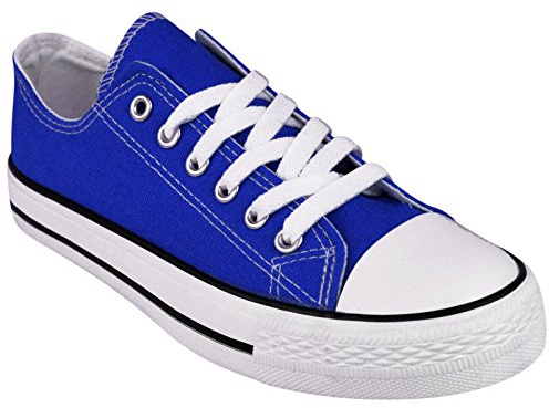 SHOPONLINE 192 Women's Canvas Lace-Up Plimsoll Flat Gym Sports Trainers Lightweight Shoes