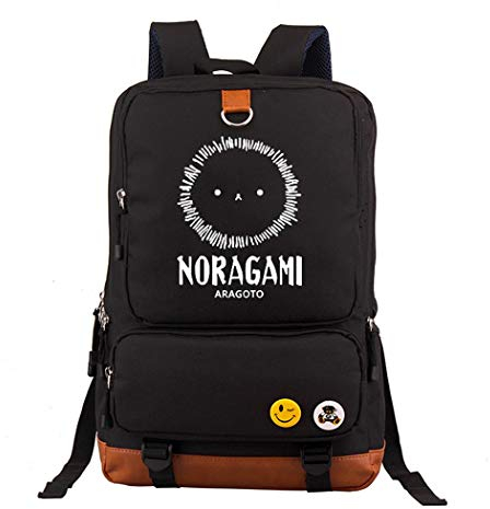 WANHONGYUE Noragami Anime Luminoso Bolsos Mochila para Portátil Bolsa para la Escuela Estudiantes Backpack Negro