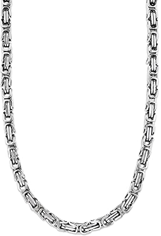 König Design 5 mm Königskette Armband Herrenkette Männer Kette Halskette Panzerkette, 75 cm Silber Edelstahl Ketten