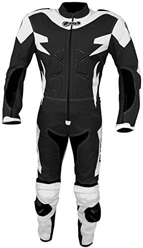 BI ESSE - Vollständiger Motorradanzug aus Leder und Stoff, ideal für die Straße, lange Reisen, Touren, Pitbike, komplett mit Rückenpolsterung der Stufe A und starren Motorradprotektoren, Weiß