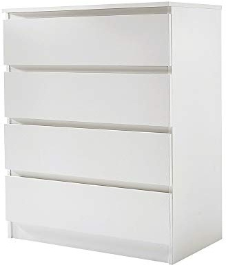 Panana Wooden 3/4/5/6 Chest Of Drawers with Metal Runner Modern Bedroom Bedside Storage Cabinet Unit for Hallway Living Room (White, 40D x 70W x 85.6H cm)