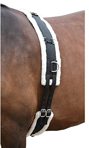 Fleece Padded Lunge Roller - Pony Horse Lunging Equipment with Adjustable Girth - Cob Under Belly Belt Strap for Training Schooling Outdoor Breaking Stable Yard (Full, Black)