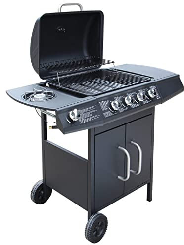 INLIFE Barbacoa de gas 4+1 quemador Negro