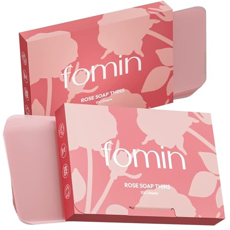 FOMIN Lot de 2 feuilles de savon antibactérien en papier pour lavage à la main - 100 feuilles de savon de voyage portables - Mini savon de camping - Feuilles de savon portables (rose)