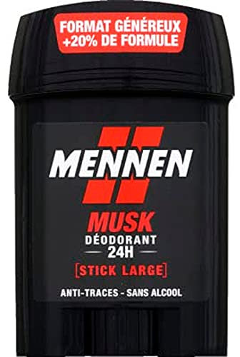 MENNEN Deodorant homme 24H stick large sans alcool anti traces, musk - Le stick de 60ml
