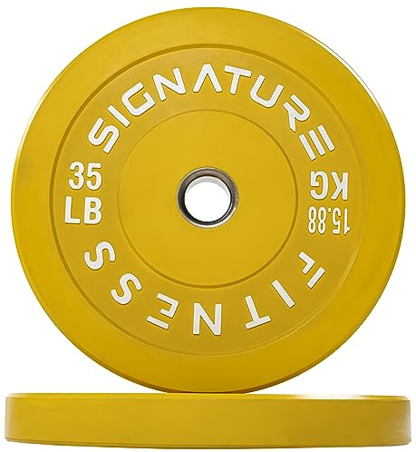 Signatur fitness 2 tum olympisk stötfångare platta viktplattor med stålhub, 15,9 kg, par
