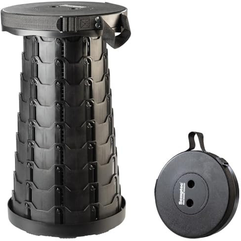 Semptec Urban Survival Technology Teleskophocker: Tragbarer Teleskop-Hocker, höhenverstellbar, Trageriemen, bis 200 kg (Campingstuhl, Faltstuhl, ausziehbarer)