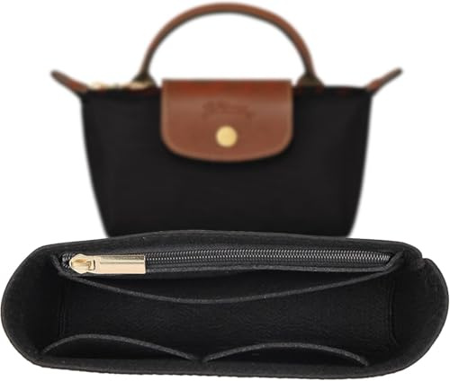 ZeiLaBang Kakadi Organiseur de pliage, mini organiseur pour sac Longchamp, mini taille : 16 x 5,1 x 8 cm, noir