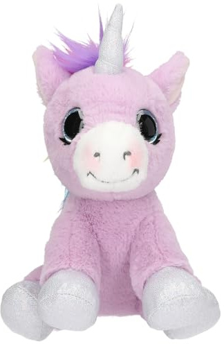 Depesche 11687 Ylvi - Peluche Unicorno Viola con criniera Arcobaleno, Peluche di Circa 21 cm con Glitter e Dettagli argentati