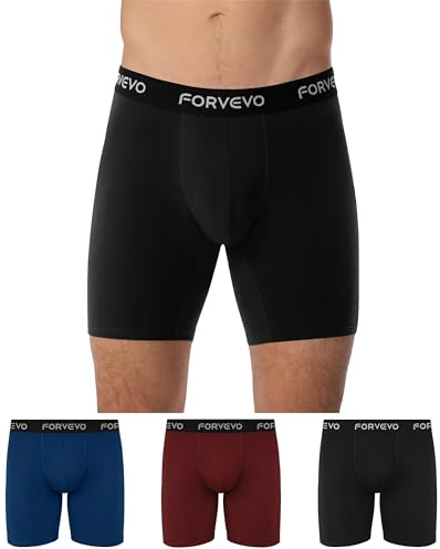 FORVEVO Boxers for Men, Cotton Long Leg Mens Boxers Shorts, Soft Comfortable Breathable Anti Chafing Underwear Trunks with Elastic Waistband, No Itchy Labels Underpants 3 Pack (Multicolor01, XXL)
