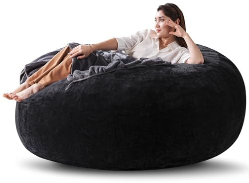 Extra Large Bean Bag Chairs for Adults 6FT Bean Bags with Filler Included Memory Foam Chair Soft and Comfortable Giant Bean Bag, Suitable for Bedroom, Dormitory Gaming and Gaming Chairs(Black)
