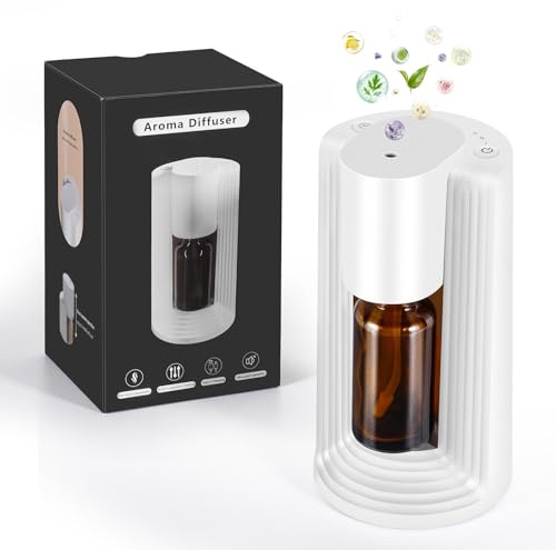 Nsyee Waterless Essential Oil Diffuser, Portable USB Rechargeable Nebulizer | Aromatherapy Diffuser with 3 Mist Levels, Timer Settings, 48H Battery, Essential Oil Nebulizer for Home, Car & Office - White