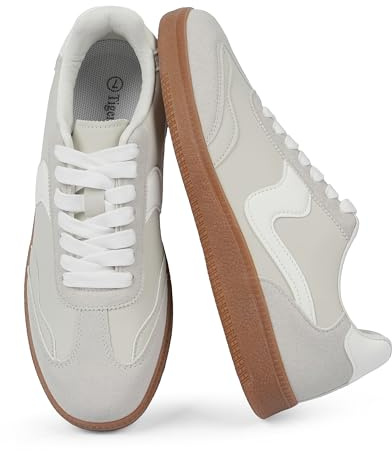 Tigeridea Sneakers for Women Business Casual Grey Tennis Shoes Comfortable Lace up Slip on Women's Fashion Sneakers Size 8.5