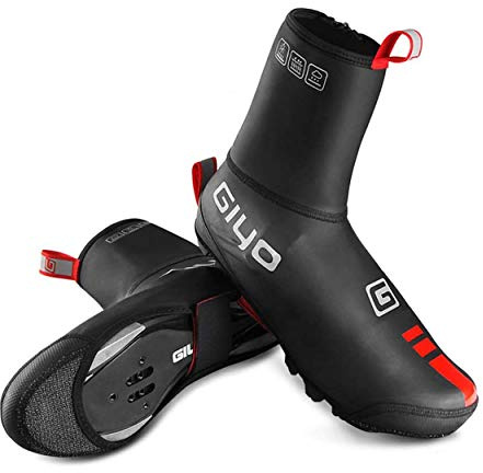 GIYO Cycling Shoe Covers Neoprene Waterproof, S-XXL Winter Proof PU Leather Thermal Warm Full Bicycle Overshoes for Men Women Road Mountain Bike Booties