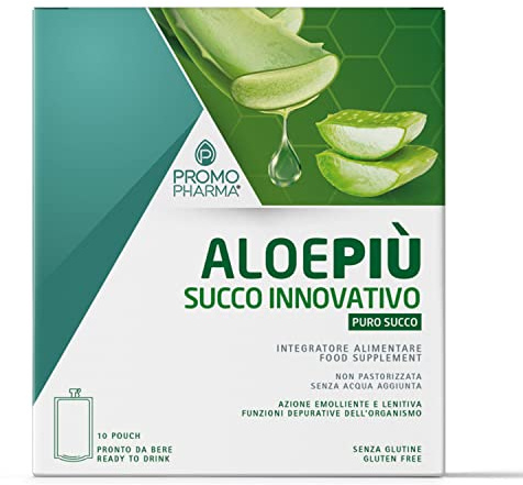 Aloe Più Puro Succo - Succo Puro di Aloe Vera concentrato, Integratore Alimentare - Per depurare l'organismo e per la funzionalità digerente - 10 pouch da 50 ml