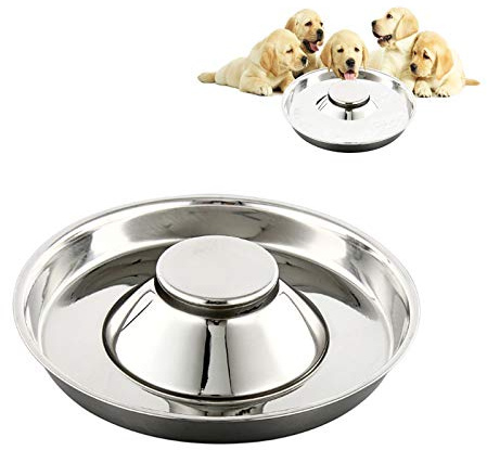SUOXU Gamelle d'alimentation Lente en Acier Inoxydable pour Chien, Peut être utilisée pour Plusieurs Chiots pour Manger de l'eau et de la Nourriture pour Chien en même Temps