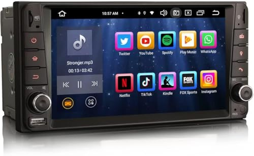 Erisin 8 Núcleos Android 14 GPS Navegación Estéreo de Automóvil para Toyota Hilux RAV 4 Corolla Prado Vios Land Cruiser 100 Serie 7 Pantalla táctil Soporte CarPlay Bluetooth 5.0 WiFi Dab+ 4GB+64GB