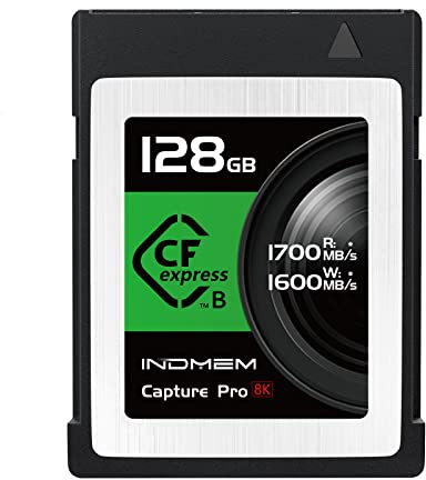 INDMEM CFexpress Type B Card 128GB, CFexpress Memory Card 1700MB/s Read 1600MB/s Write Support 8K RAW & Video Designed for The Cinematographer and Professional Photographer