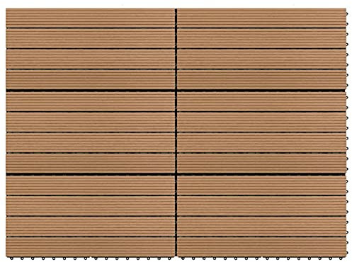 Goliraya Decking Tiles Decking Boards 6 pcs Flooring Deck for Patios, Balcony, Bathrooms, or Pool or Spa Area WPC 60x30 cm 1.08 m² Brown