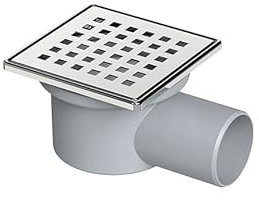 MAXIFLOW LEGAL 100x100mm Steel Grate Plastic Body Horizontal Outlet 50mm Square Floor Drain and Garden Drainage Grate