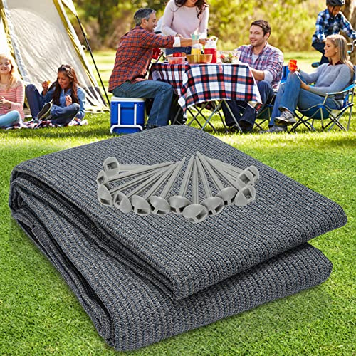 Sonnewelt Förtältmatta 250 x 350 cm, tältmatta 100 % HDPE, utomhus campingmatta med 13 pinnar utrustad med bärväska, tvättbar (grå blå)