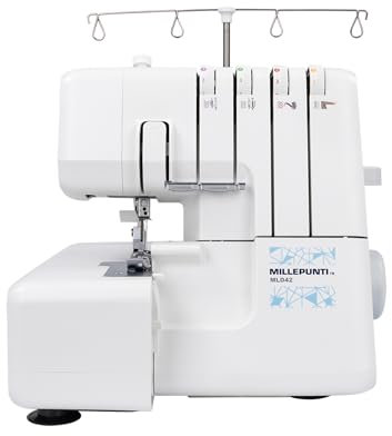 MILLEPUNTI Serger - Máquina de coser Overlock con 1300 puntadas por minuto, 2/3/4 hilo, longitud de puntada ajustable, alimentación diferencial, incluye kit de accesorios MLD42