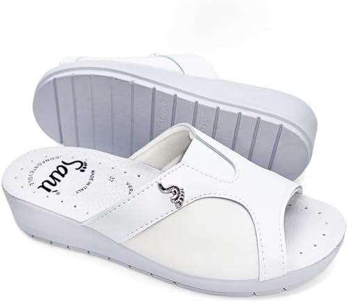 Sani' Ciabatta Donna Aperta Automodellante per Alluce Valgo Comfort Comoda Traspirante Pantofola Sanitaria Ospedale Casa Cucina (36)