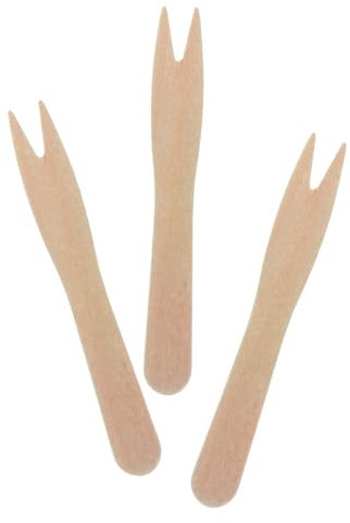 1000 Forchette fritte a due punte in legno di betulla 85 mm - Picchi per aperitivo - Picchetti per patatine in legno biodegradabile